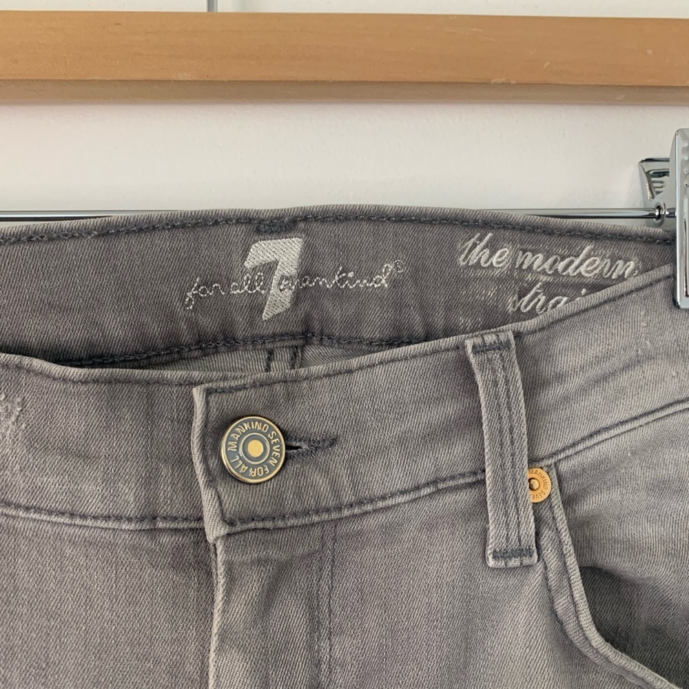 7 For All Mankind Gray Straight Leg Jeans - Picture 2 of 5
